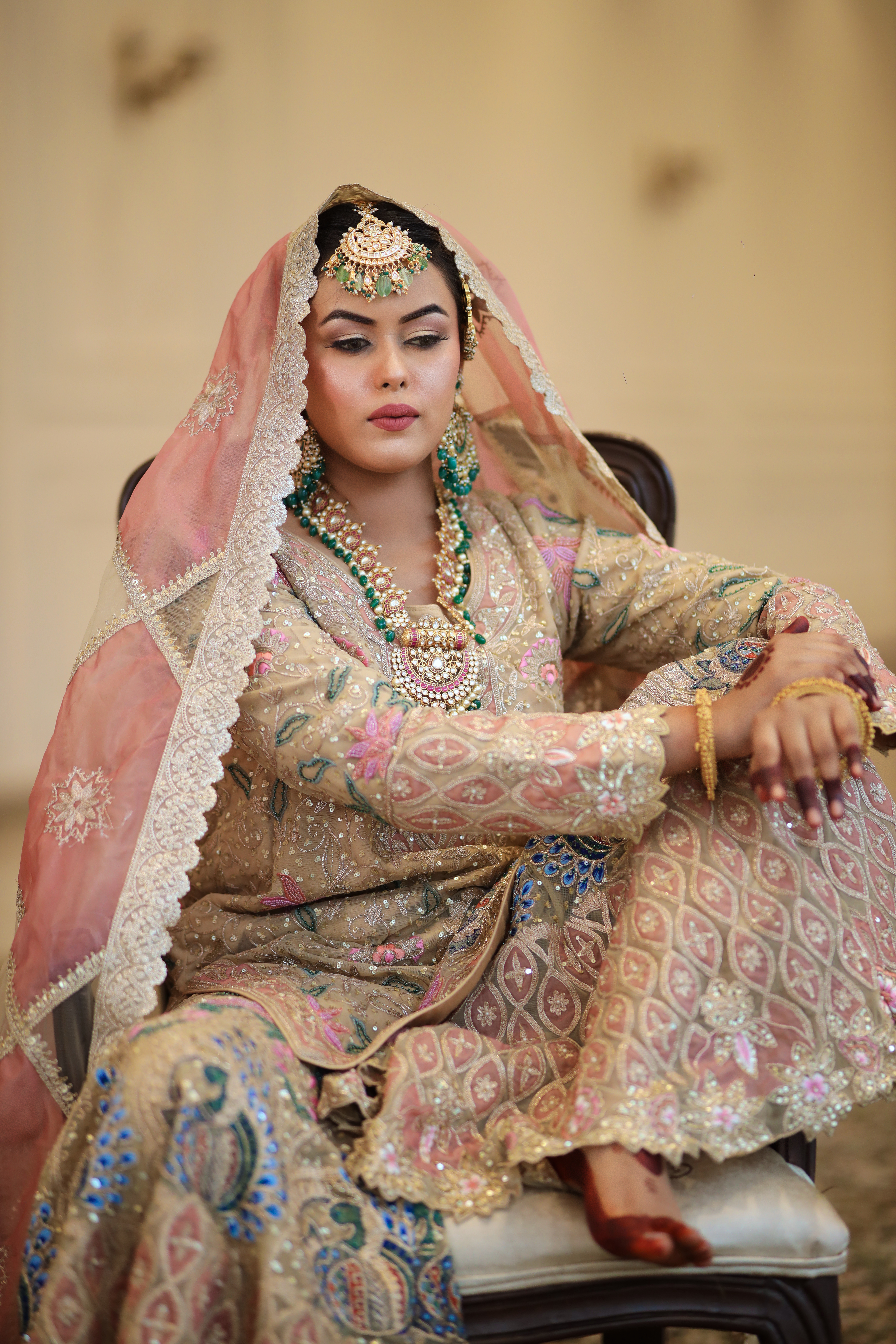 Manoram Sharara (Beige Golden Sharara)