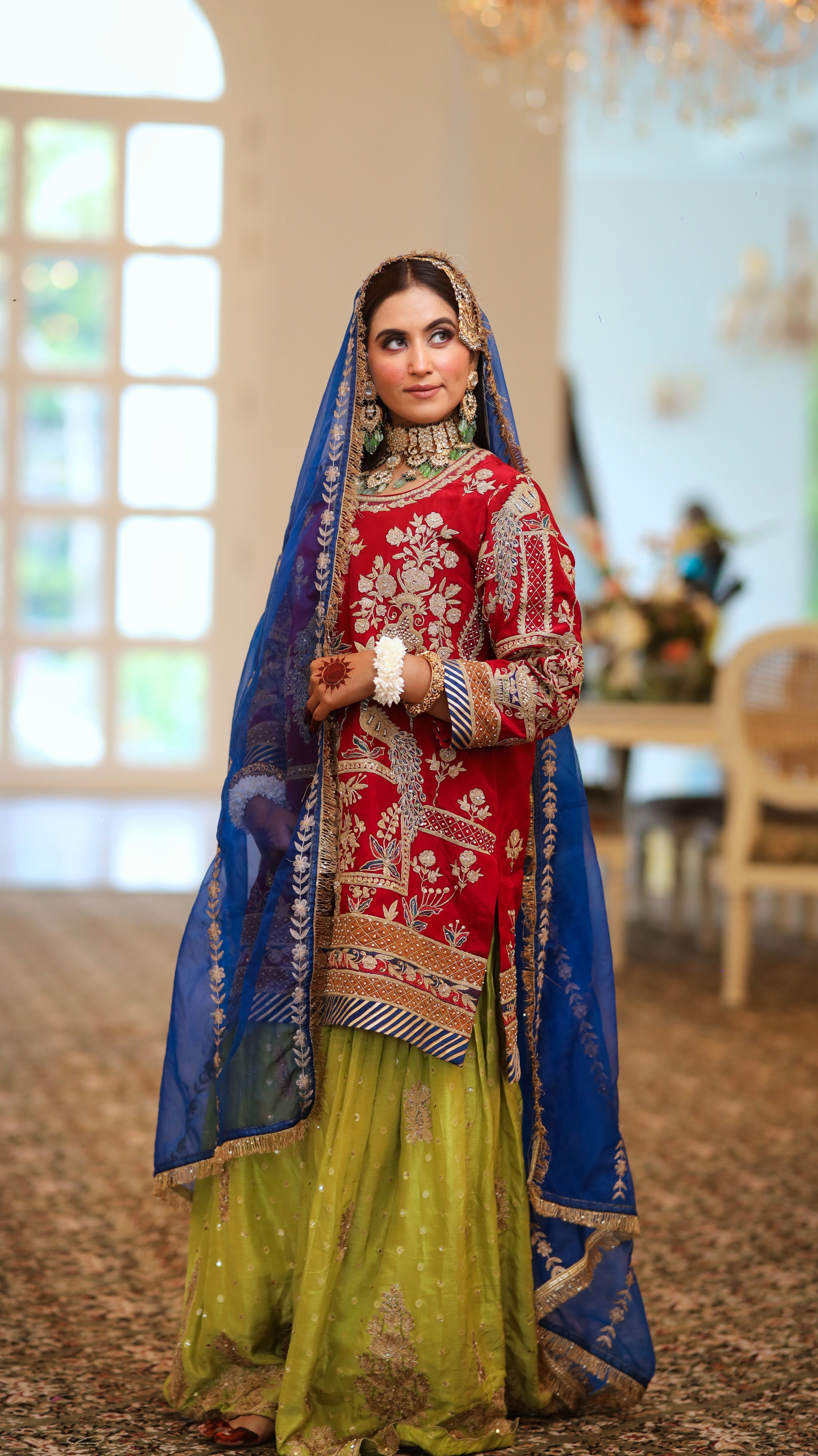 Guldasta (Red Shirt with Green Sharara)