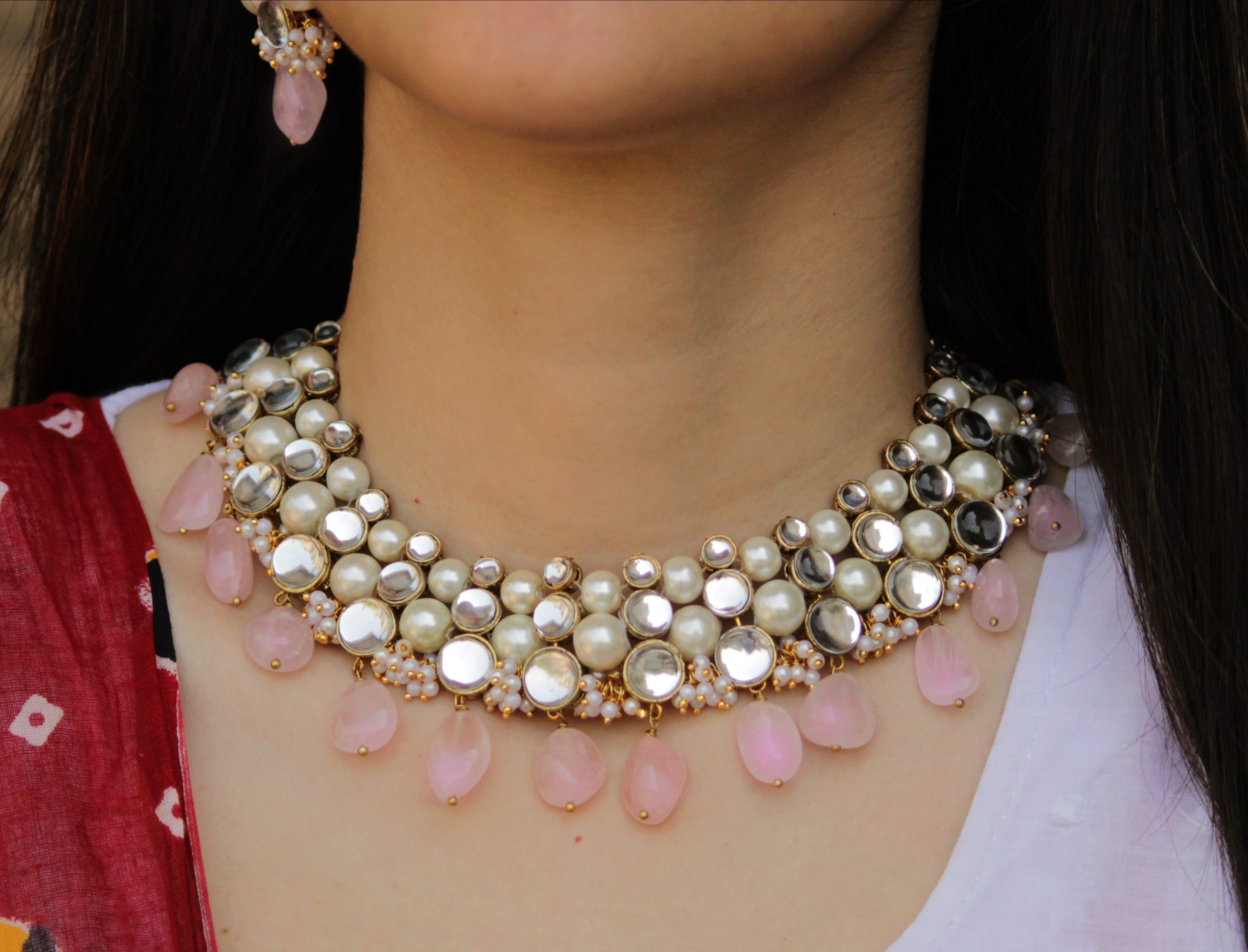 Rose Quartz Semi Precious Necklace