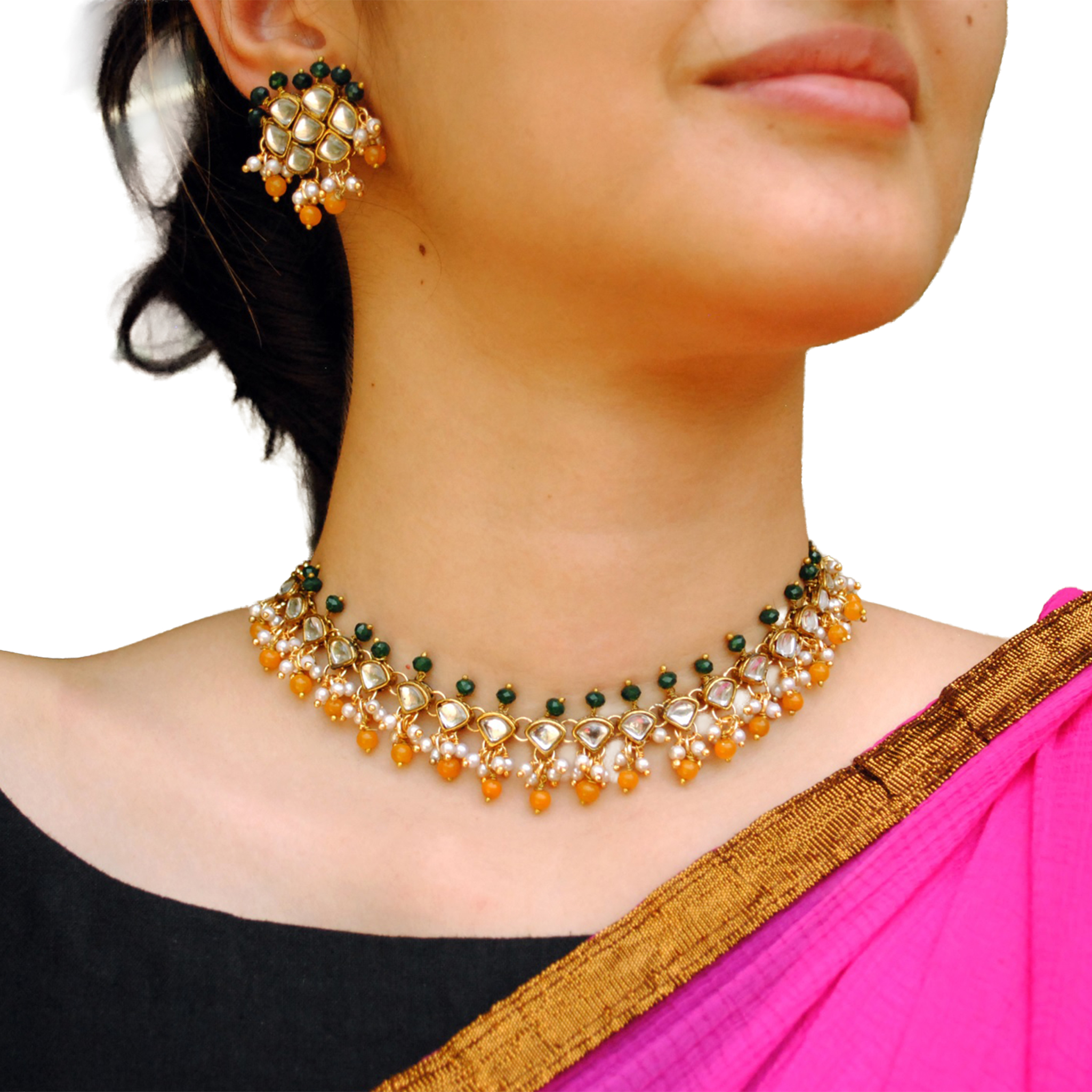 Green Maharani Haar Necklace Set