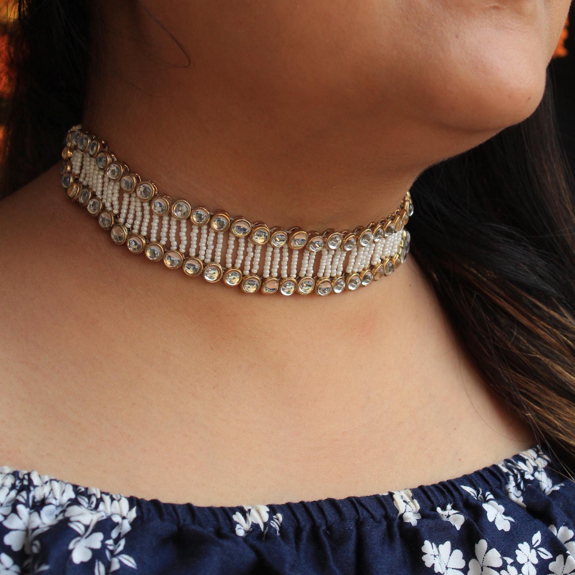 Graceful Pearl Kundan Choker