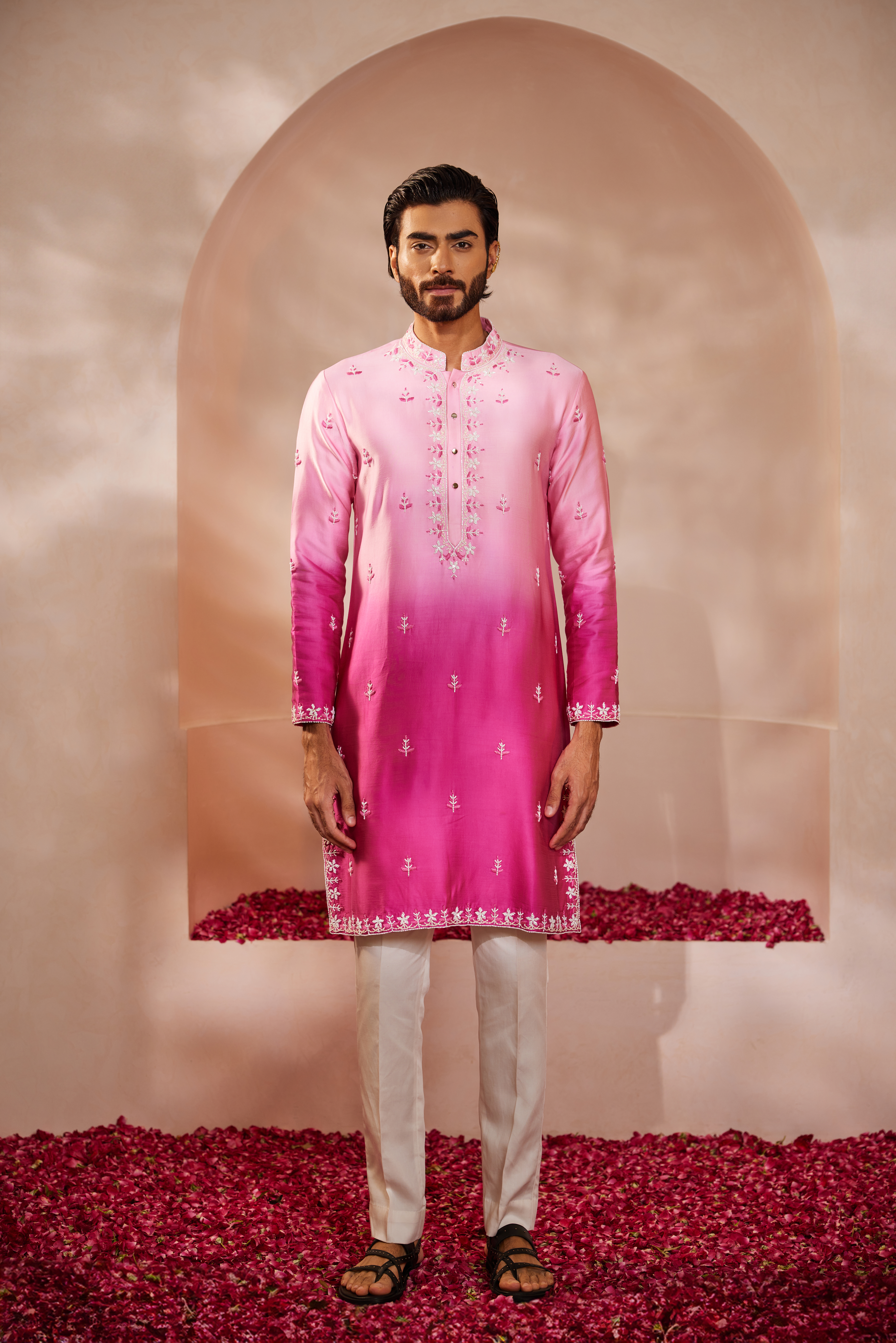 Fushia Pink Ombre Kurta Set