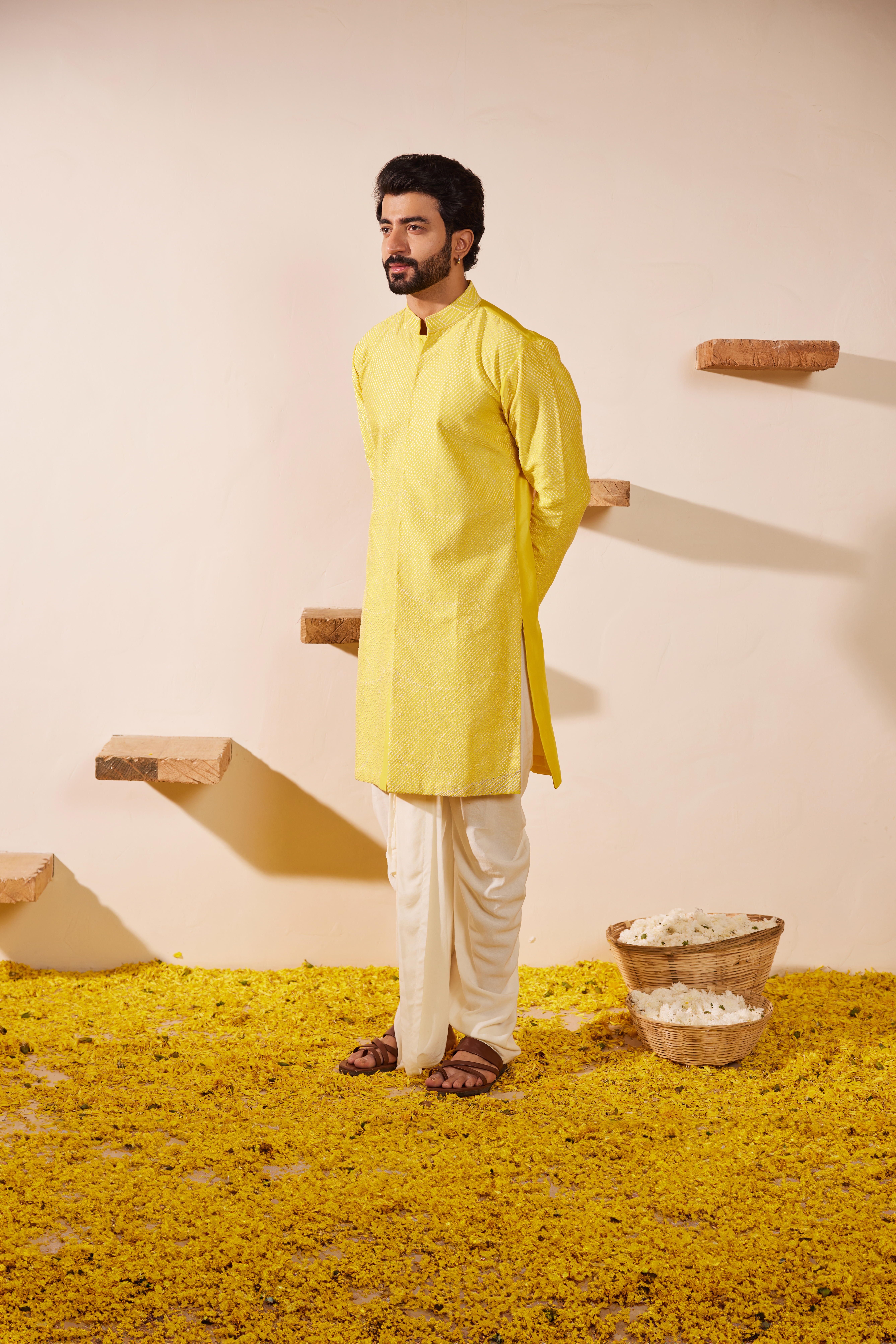 Lime Yellow Kurta Dhoti Set