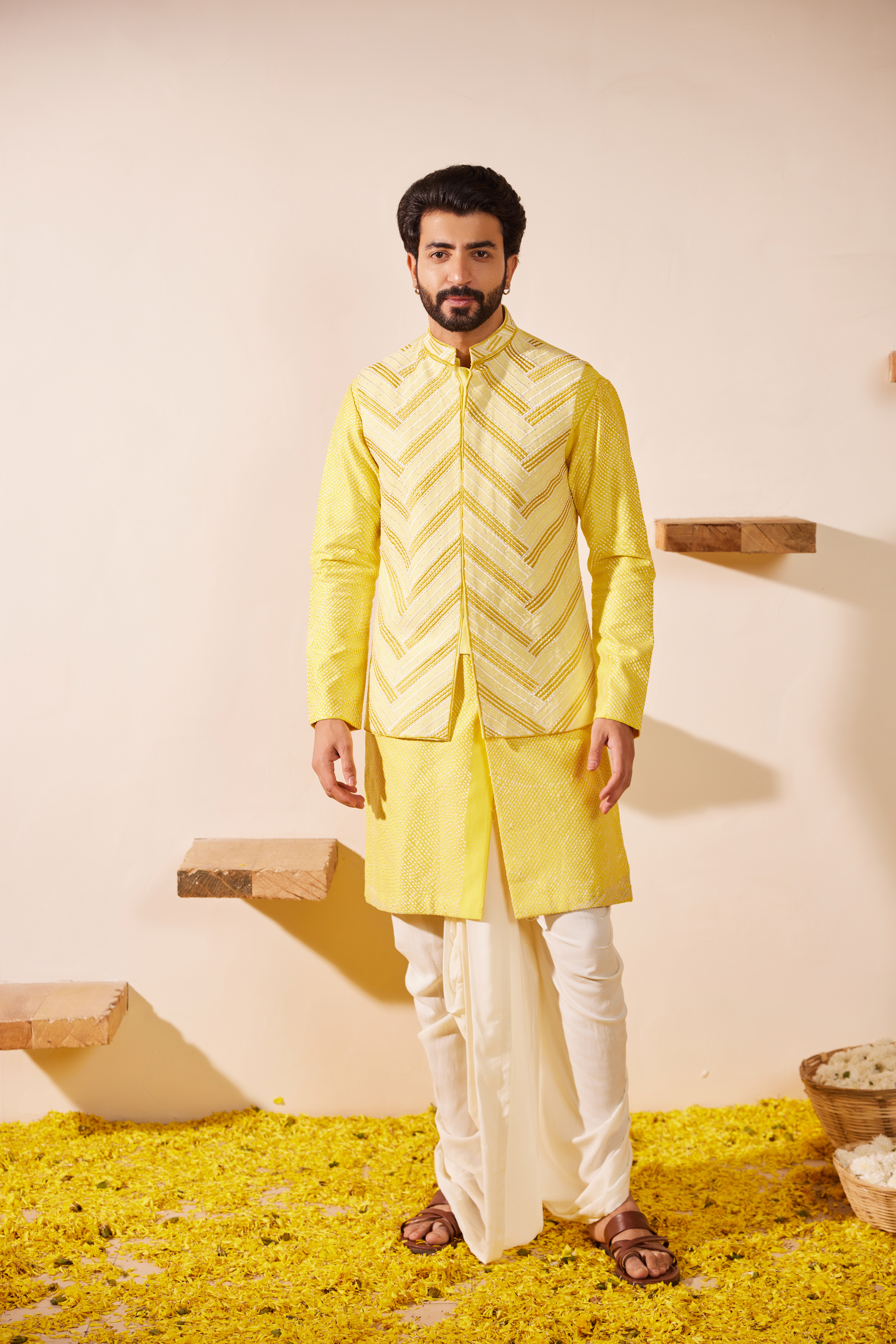 Lime Yellow Waist Coat Set