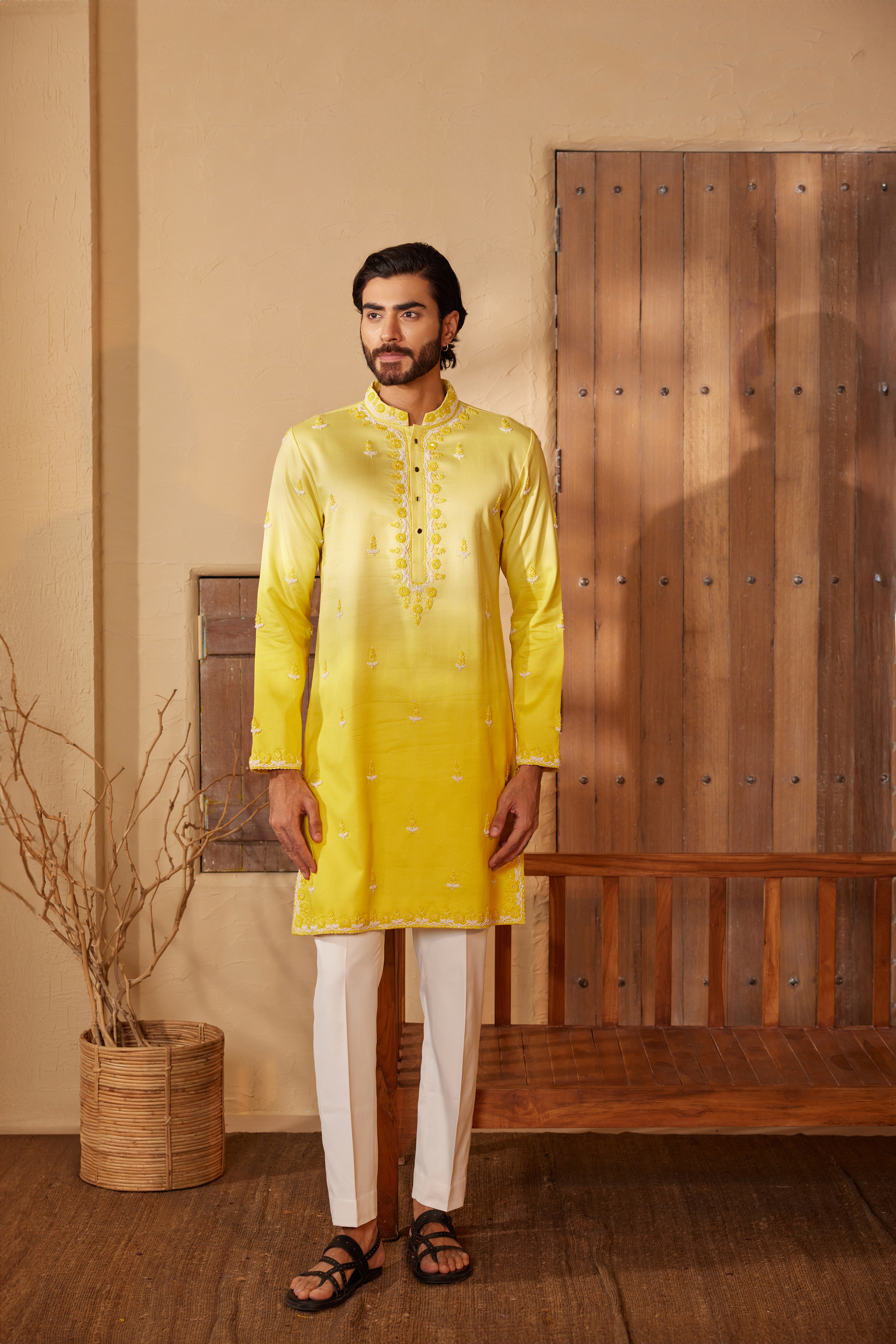 Yellow Ombre Kurta Set