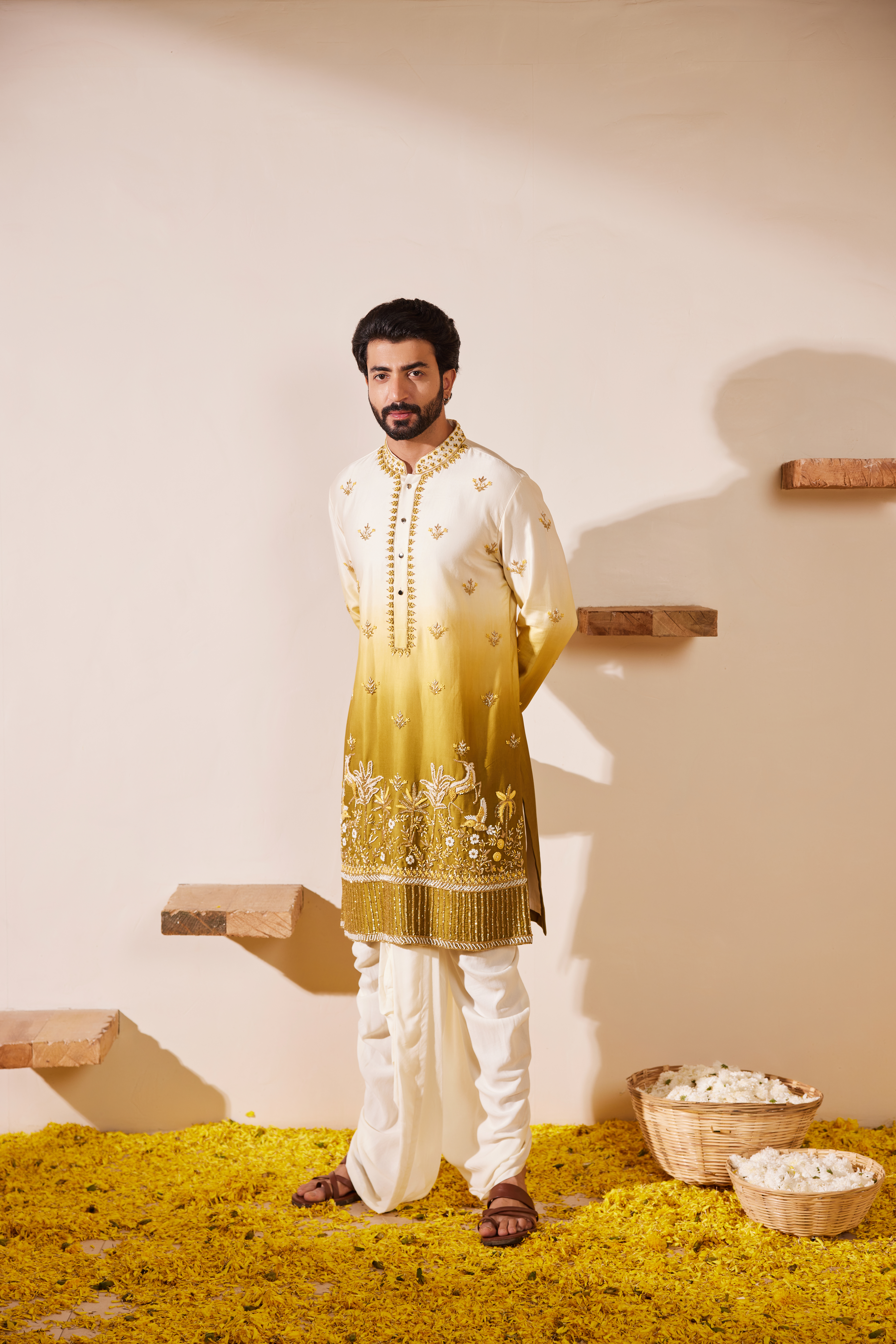 Mehendi Green Ombre Kurta Dhoti Set