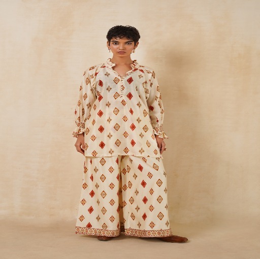 Ivory Ikat Co-Ord Set