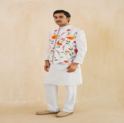 Pastel Bloom Nehru Jacket