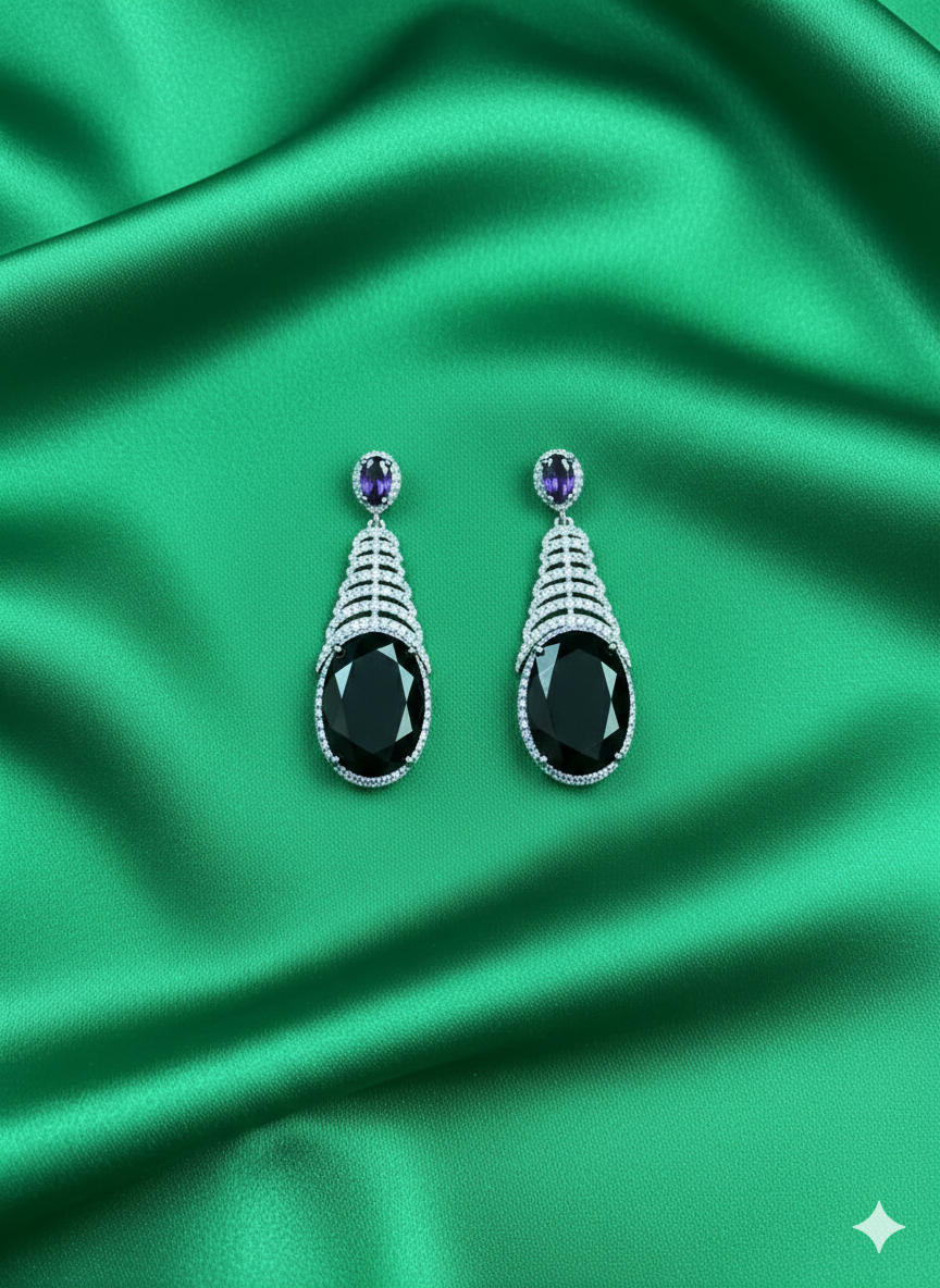 Midnight Oval Crystal Earrings
