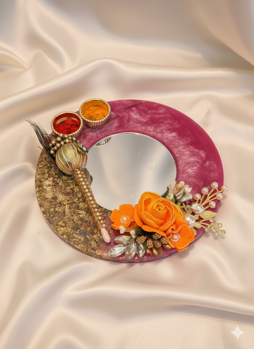 Handcrafted Pink Tilak Platter
