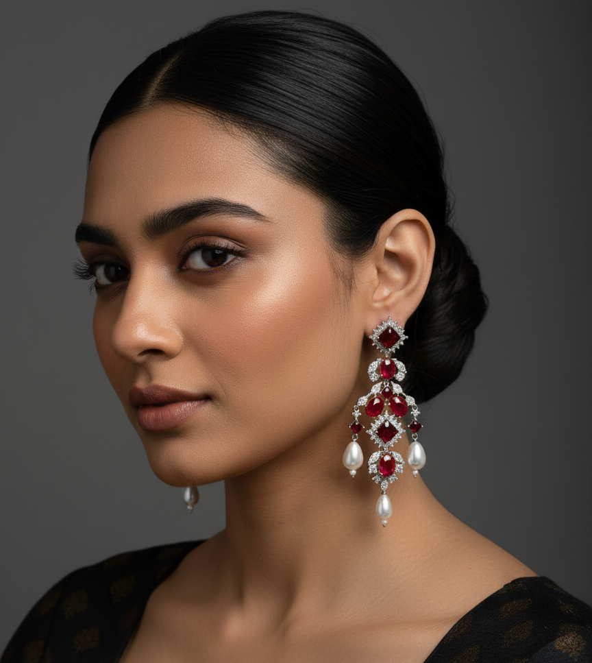 Imperial Crimson Chandelier Earrings