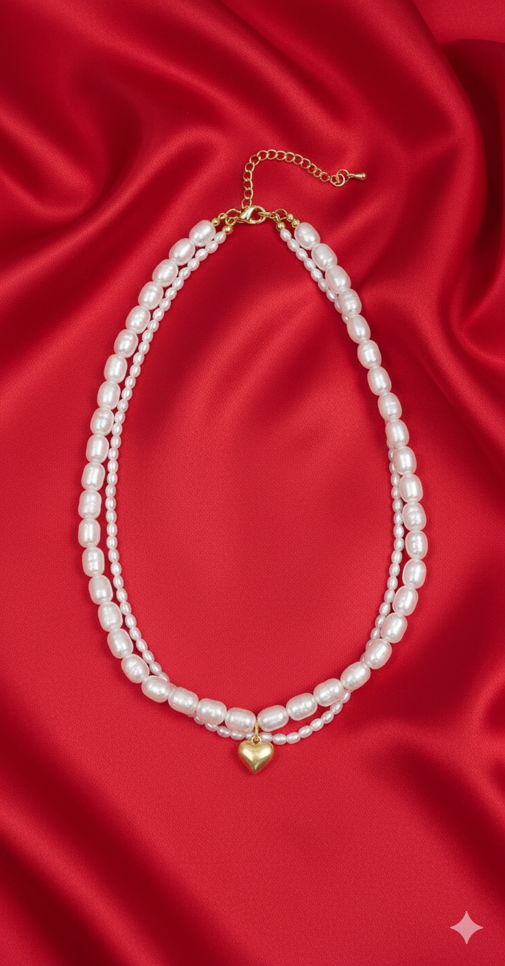 Double Pearl Choker Necklace