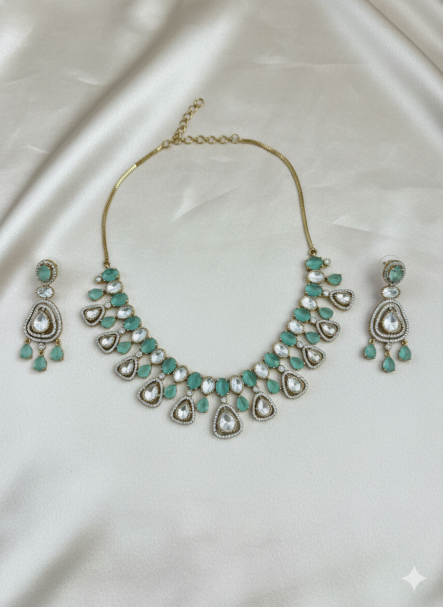 Teardrop Kundan Necklace Set