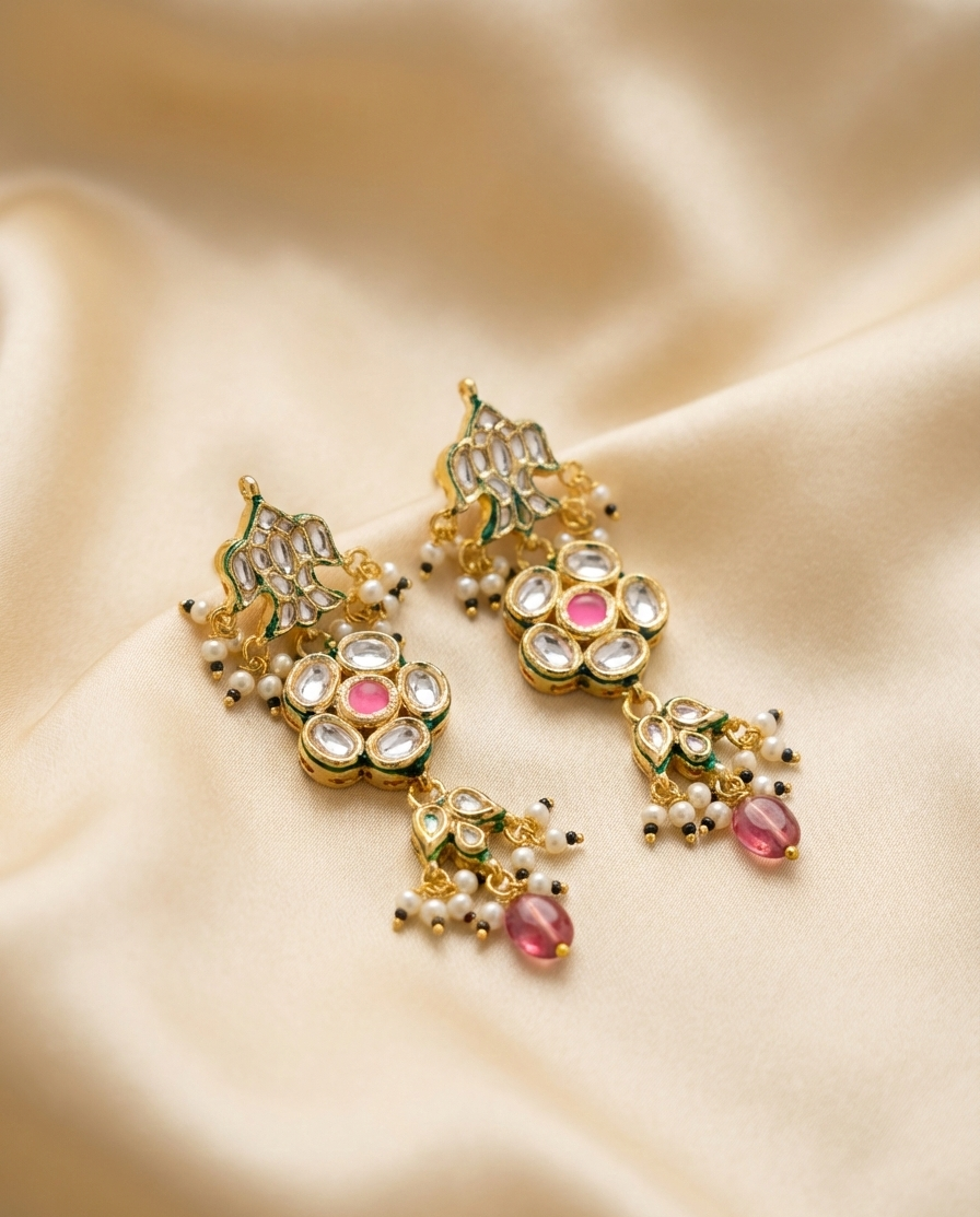 Royal Meenakari Pearl Drop Earrings