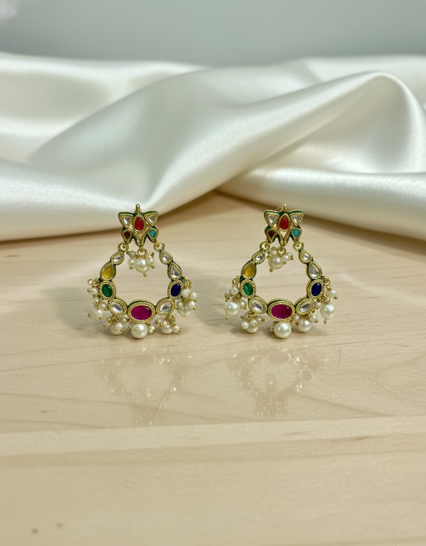 Royal Kundan Pearl Drop Earrings