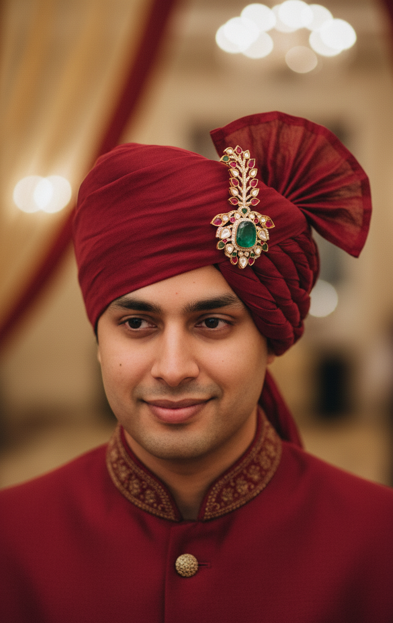 Royal Kundan Emerald & Ruby Kalgi