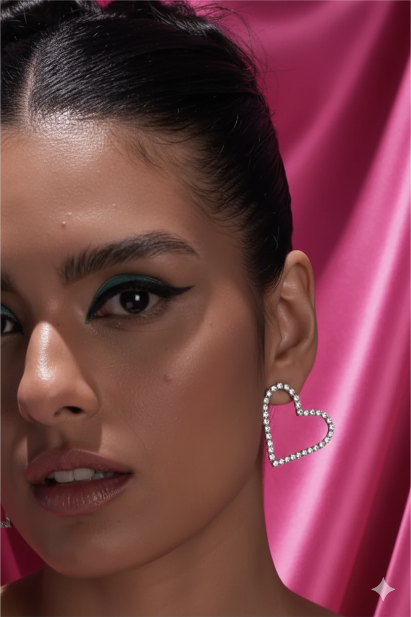 Silver Heart Dangler Earrings