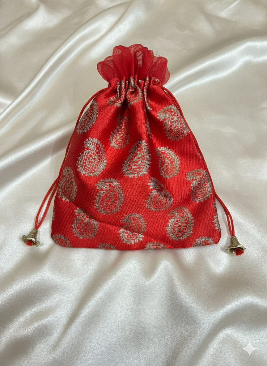Red Brocade Potli (Pack of 2)
