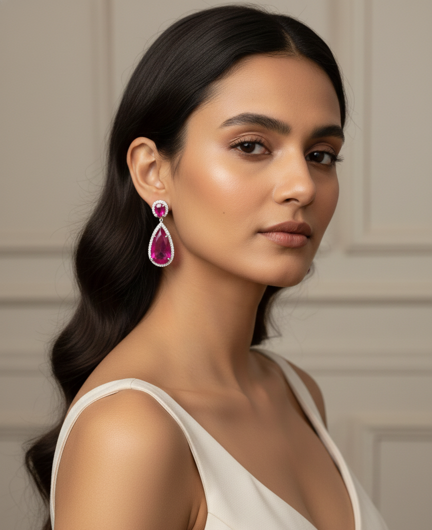 Ruby Teardrop Statement Earrings