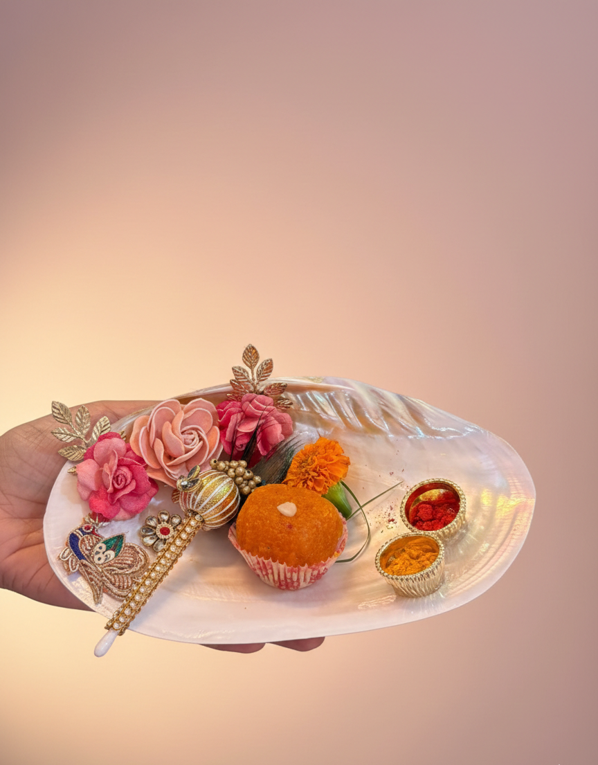 Royal Floral Pearl Tilak Platter