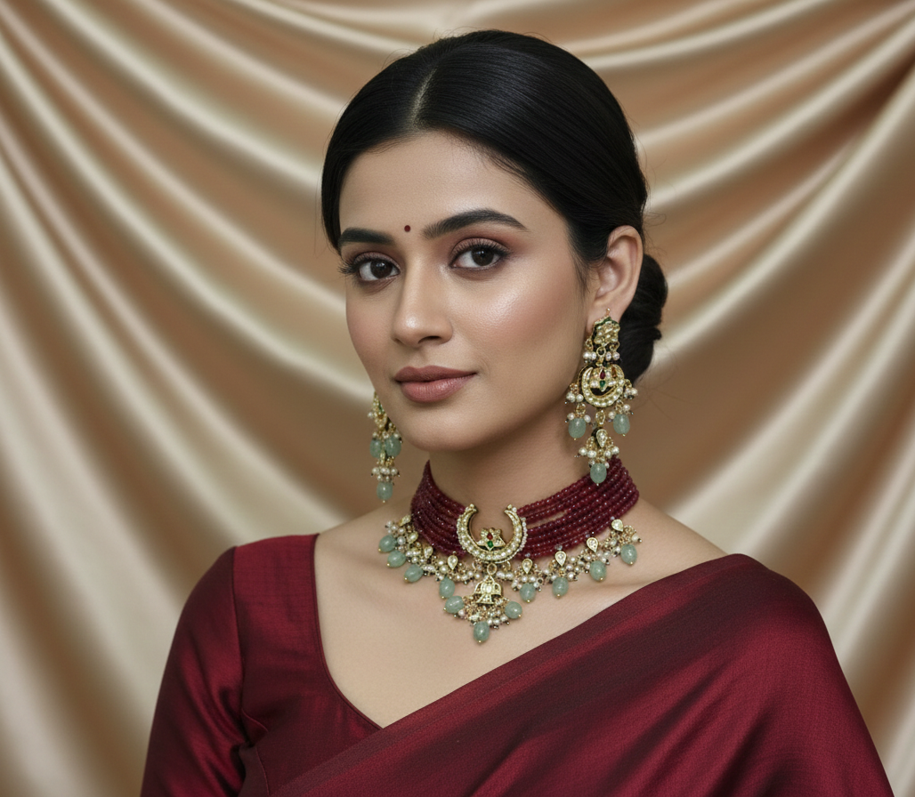 Ruby Beaded Kundan Choker Set