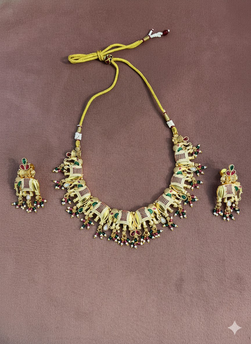 Royal Elephant Kundan Necklace