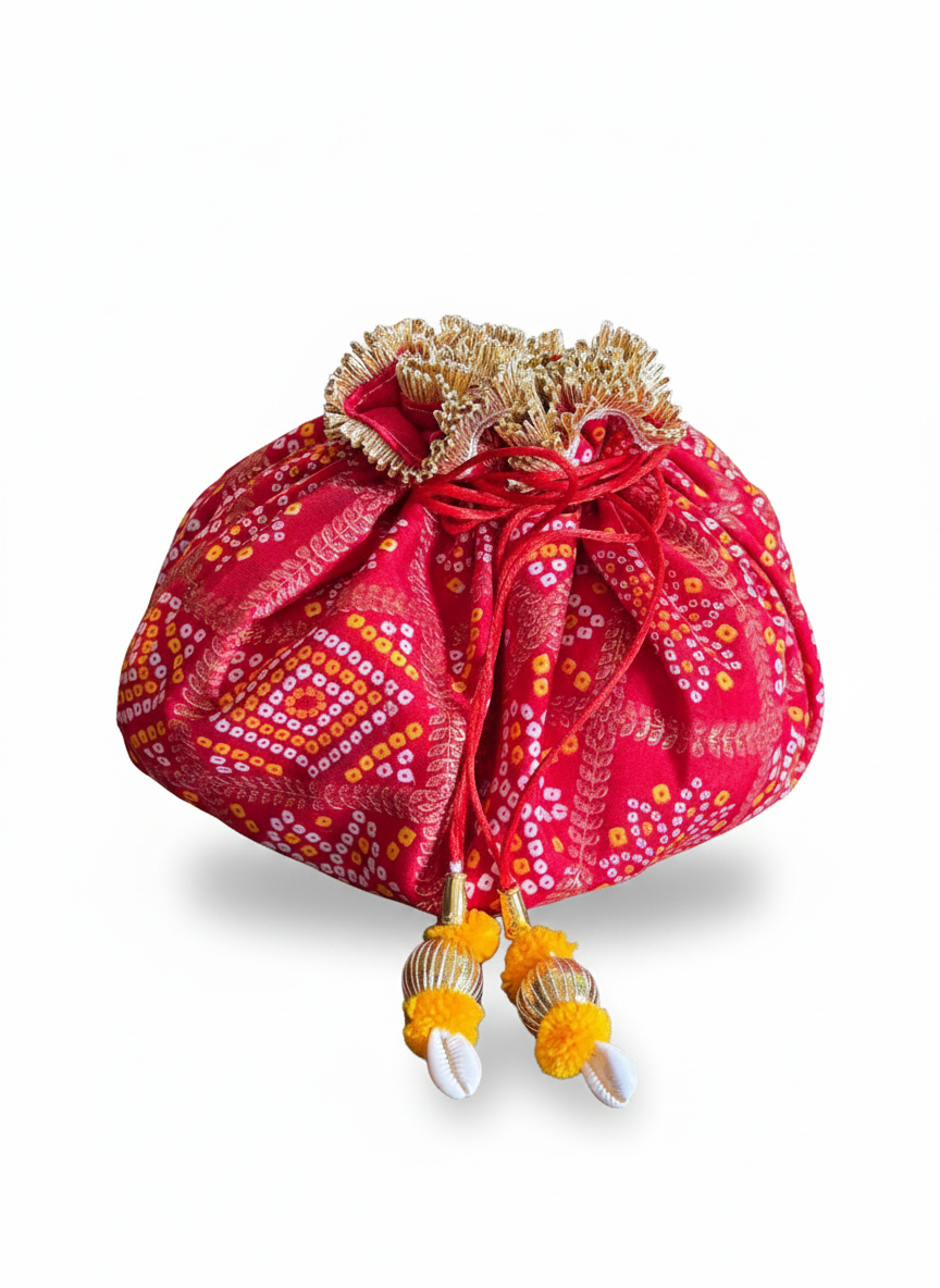 Red Thaalposh cum Scrunchy Potli