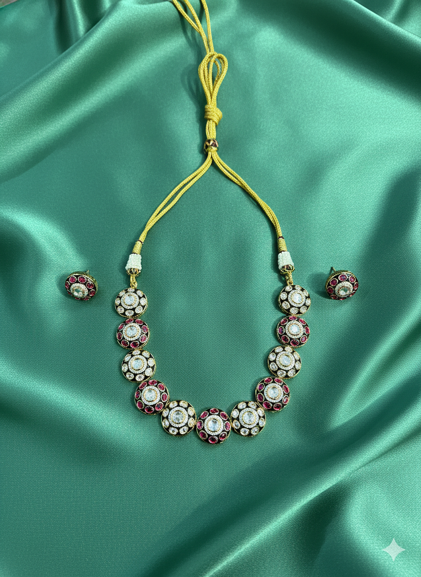 Elegant Floral Polki Necklace