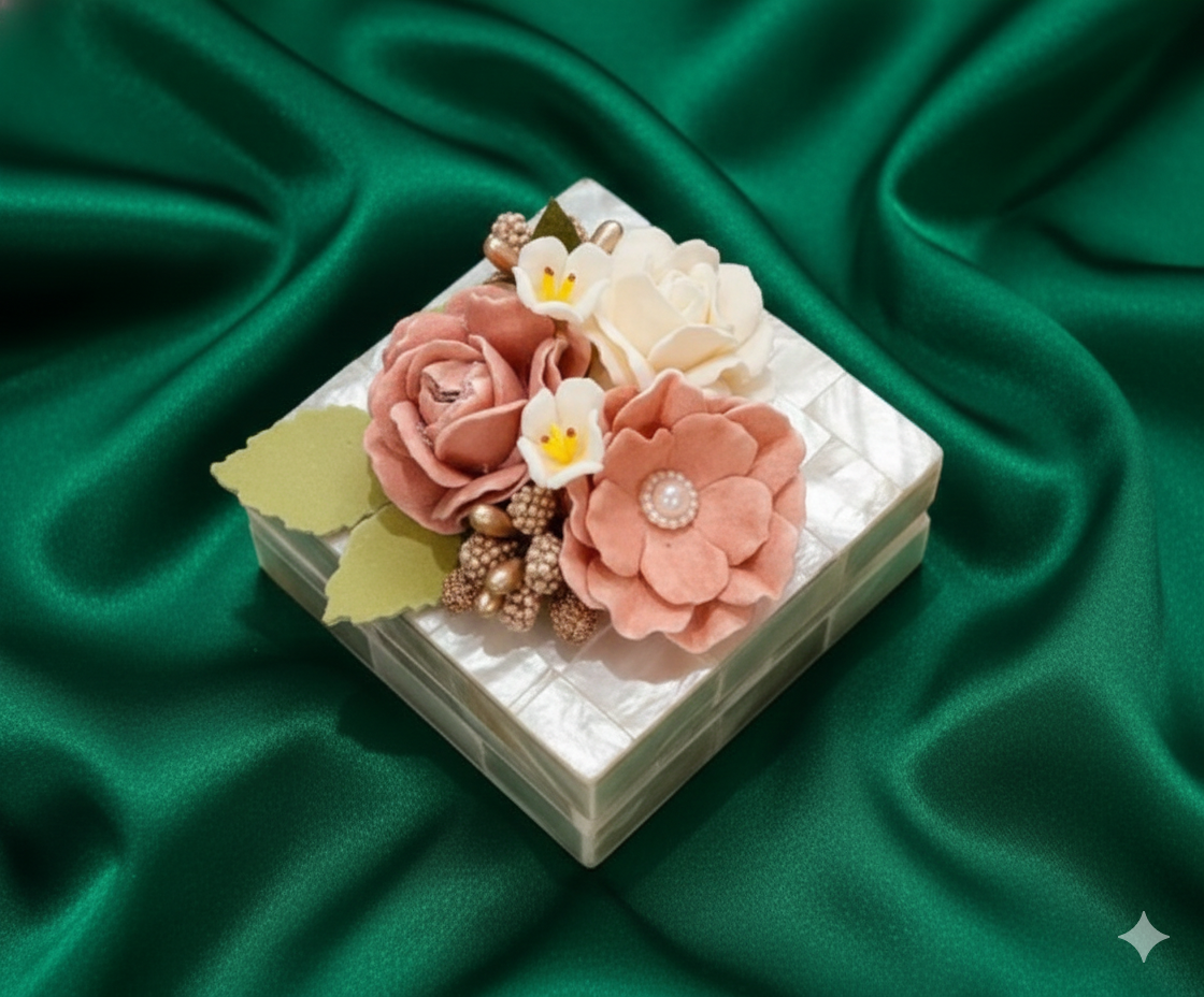 Square Floral Coin Box