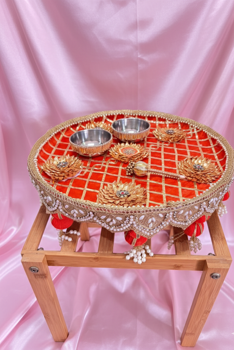 Big  Size Orange Steel Tilak Thali