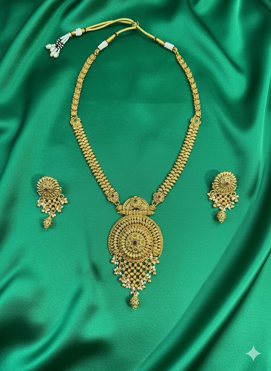 Antique Finish Long Necklace Set