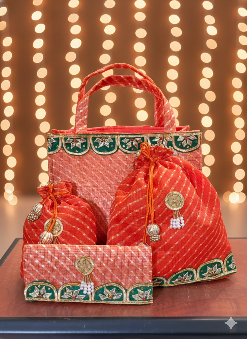 Orrange Lehariya Hamper Bag Set Of 4