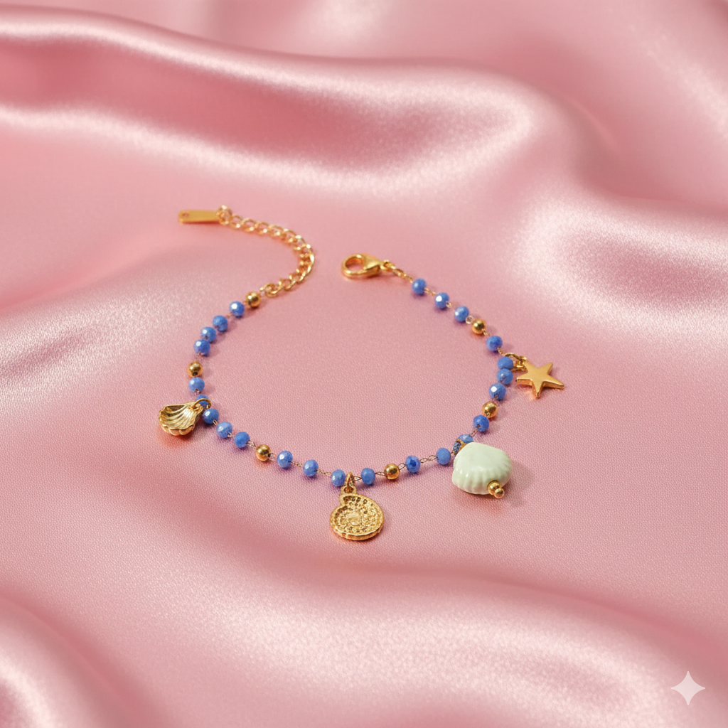 Ocean Whispers Beaded Charm Bracelet