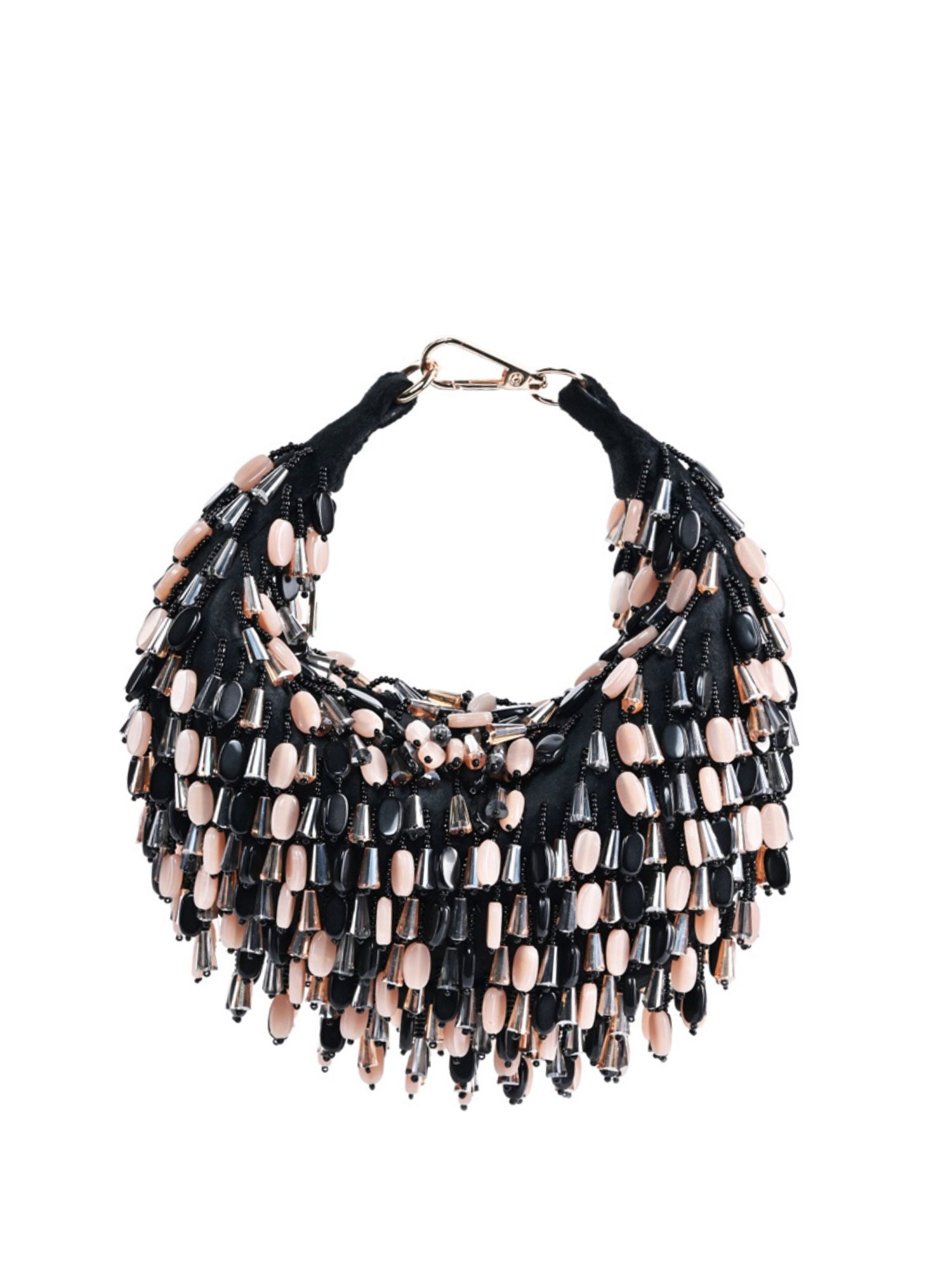Elly Black Suede Embellished Hobo Bag