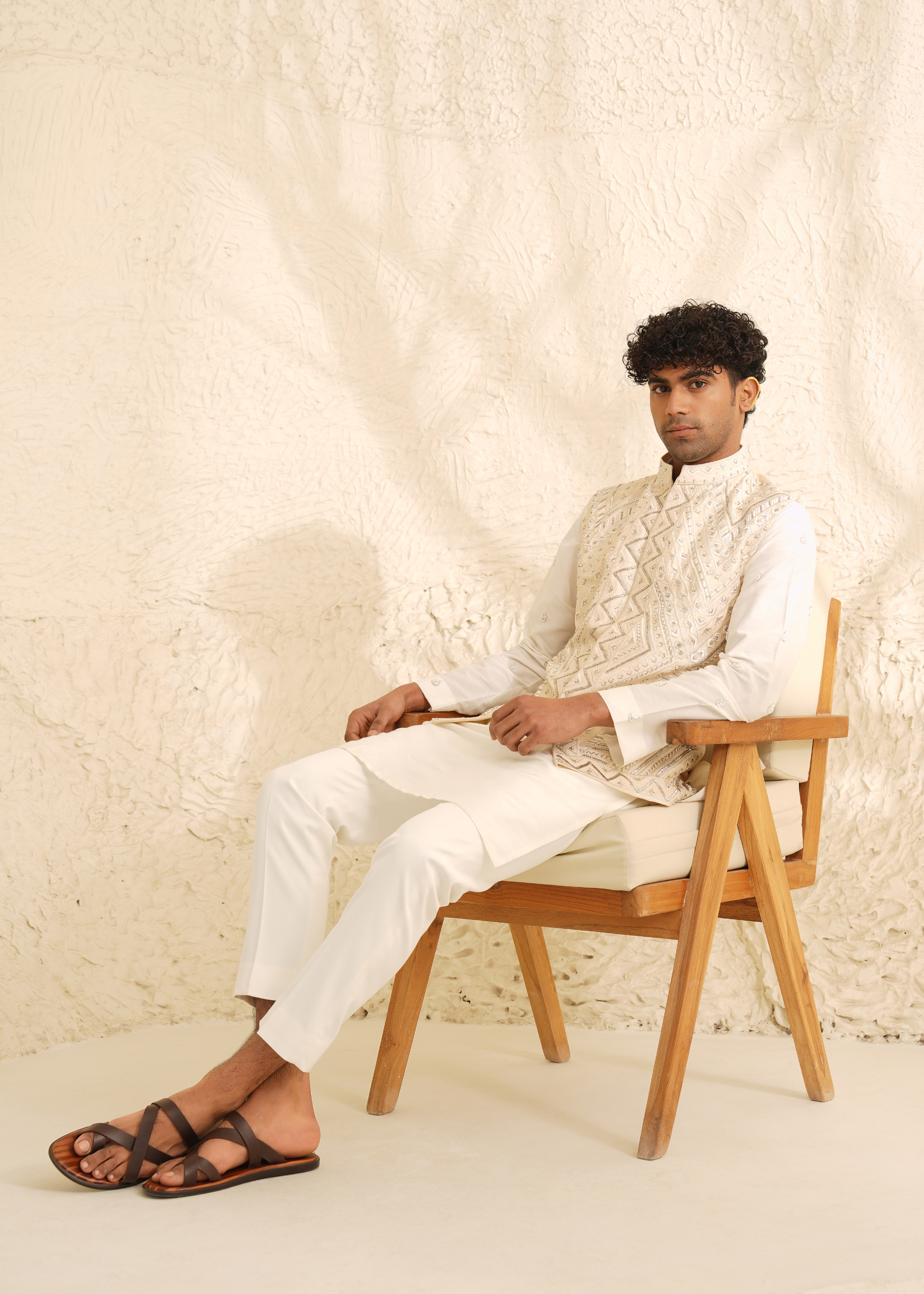 Off White Waistcoat Set