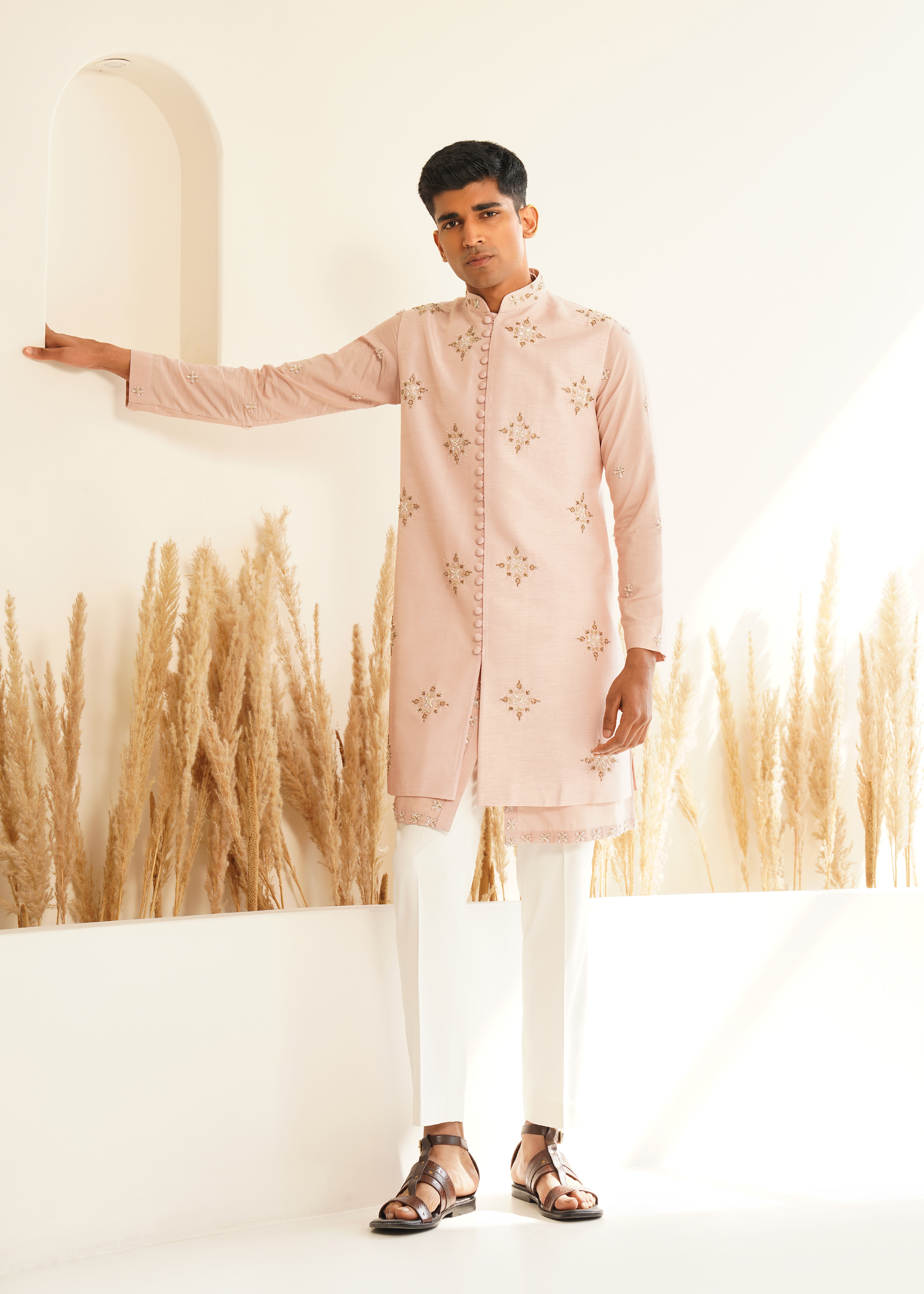 Powder Pink Indo-Jacket Set