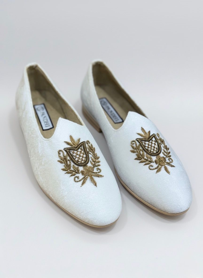 Majestic Handembroided Leather Suede Slip-Ons
