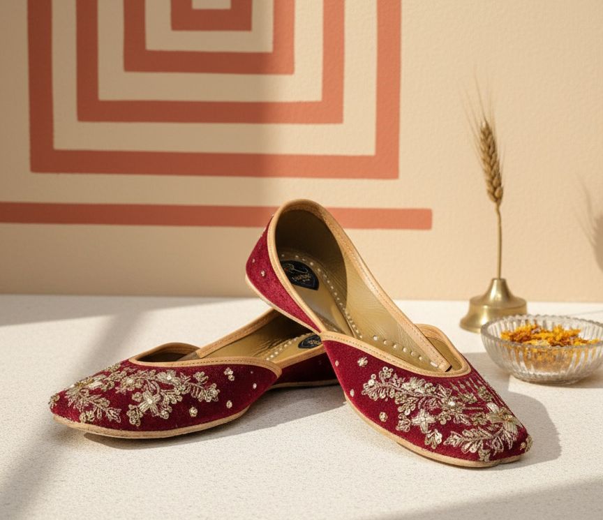 Maroon Dapka Sequin Jutti