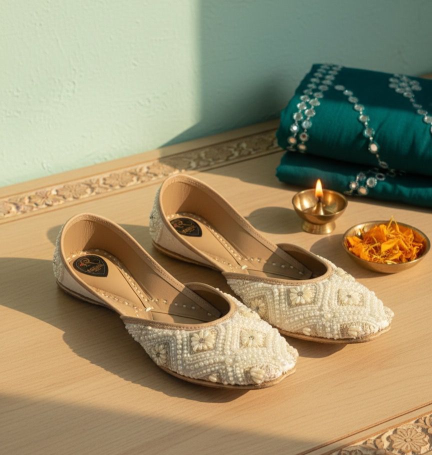 White Hand-Embroidered Comfort Jutti
