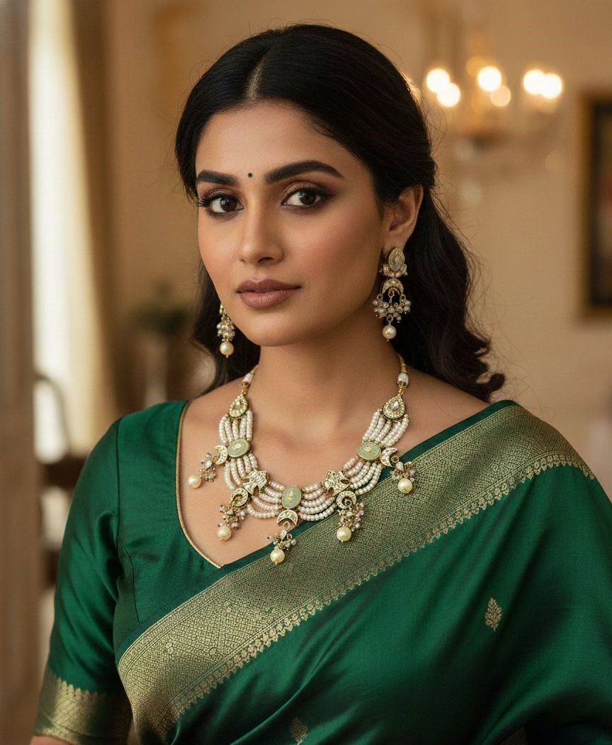 Classic Pearl Kundan Necklace Set 