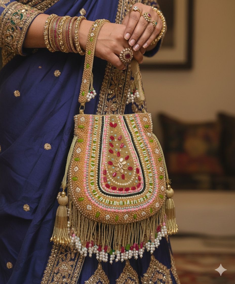 Pearl & Stone Embroidered Potli 