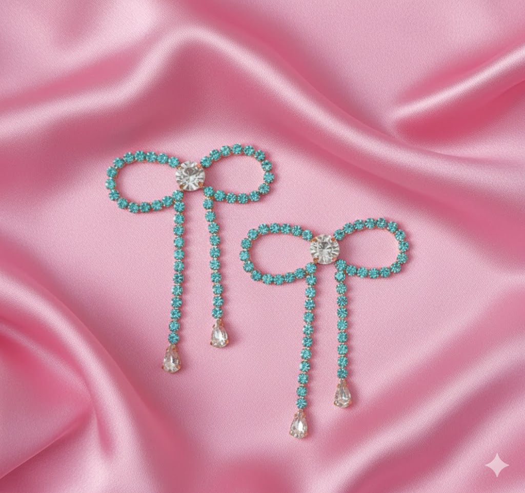 Blue Bow Earrings