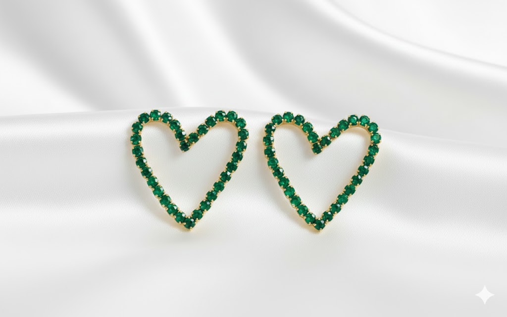 Green Heart Earrings